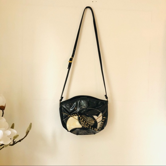 Vintage 80s abstract patchwork crossbody bag - Picture 4 of 16